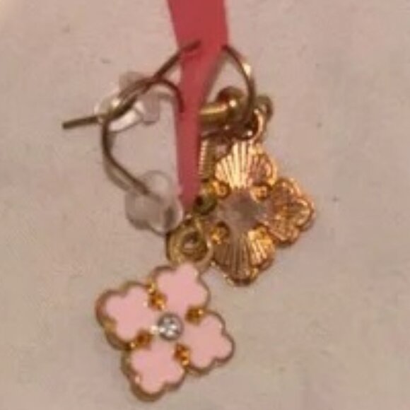 Nordstrom Gold and Pink Earrings with Elegant Design Moisonitte 1/13ct center - Picture 2 of 2